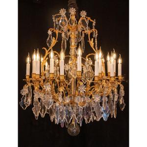 Napoleon III Period Baccarat Chandelier In Gilt Bronze And Cut Crystal Circa 1870
