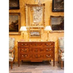 Louis XVI Period Burled Walnut Chest Of Drawers Stamped By Jean-baptiste Courte (1749-1843)