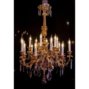 Victor Raulin Louis XV Style Chiseled And Gilded Bronze Chandelier With Cupids Circa 1880