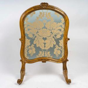 Louis XV Period Fireplace Screen With Carved, Molded And Shaped Walnut Frame, Circa 1740