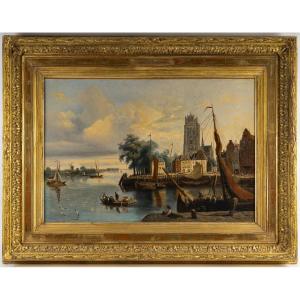 Joachim Hierschel De Minerbi (1834-1905) View Of The Grote Kerk Of Dordrecht Oil On Canvas