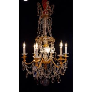 Marie-antoinette Louis XVI Style Gilt Bronze And Crystal Chandelier By Baccarat