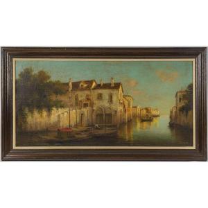 Alphonse Lecoz Venise Et Ses Canaux Huile Sur Toile Vers 1890-1900