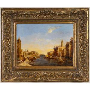 Alfred August Felix Bachmann (1863-1956) Venise Vue Du Grand Canal Huile Sur Toile