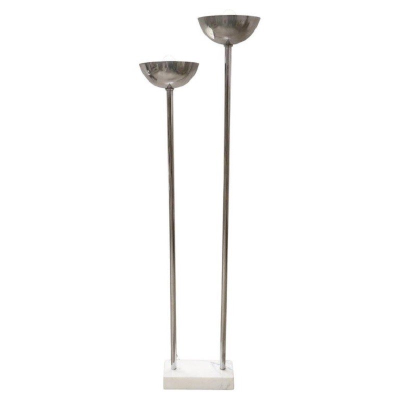 Vintage Chrome And Marble Floor Lamp, 1980s