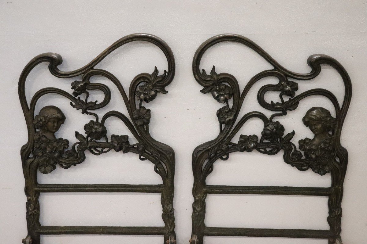 Art Nouveau Double Bed In Cast Iron, Late 19th Century-photo-3