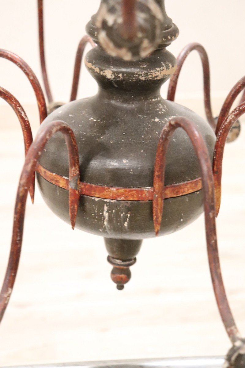 Large Chandelier In Wood And Iron, 1920s-photo-6