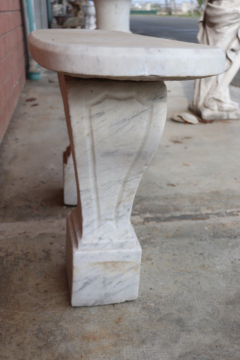 19th Century White Marble Garden Bench-photo-2