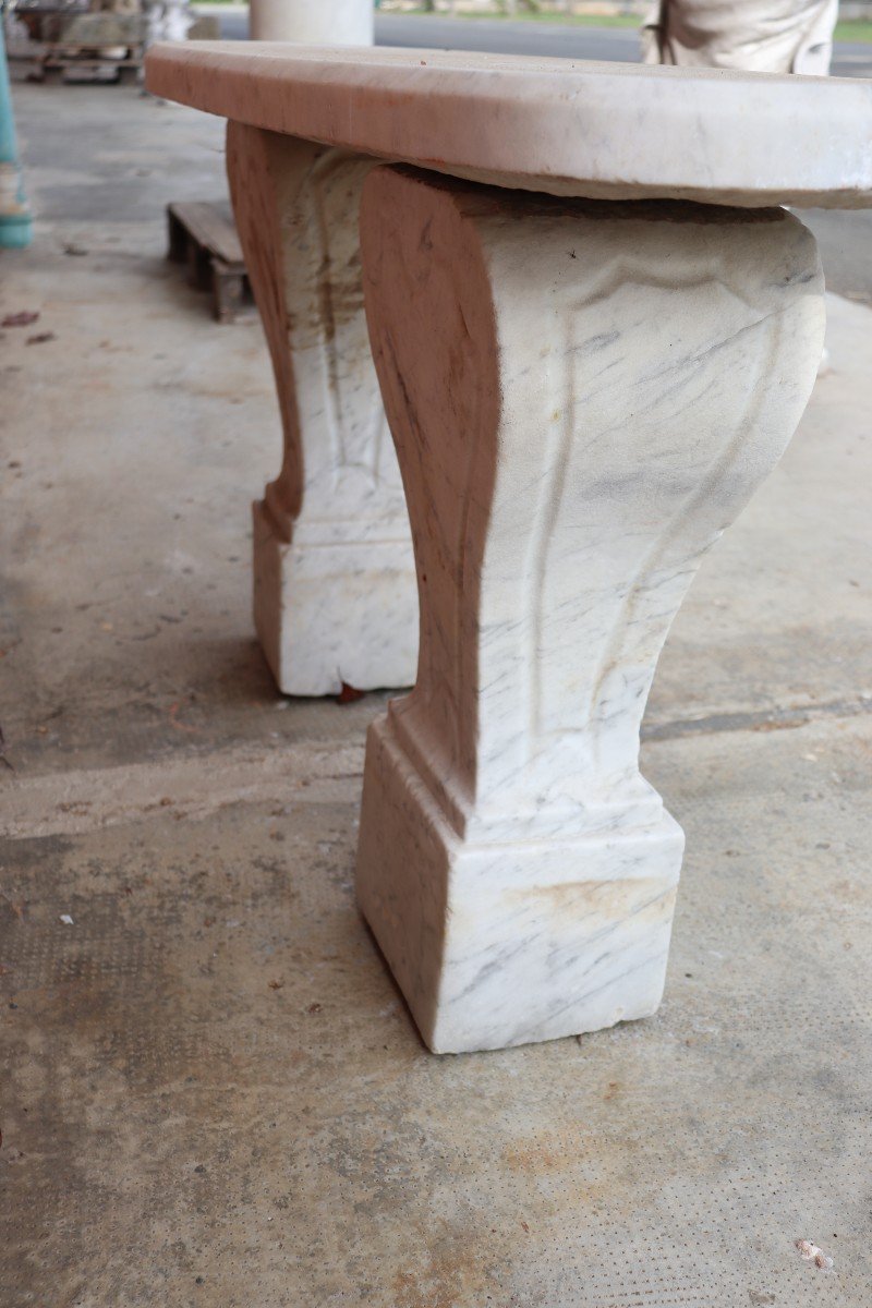 19th Century White Marble Garden Bench-photo-3