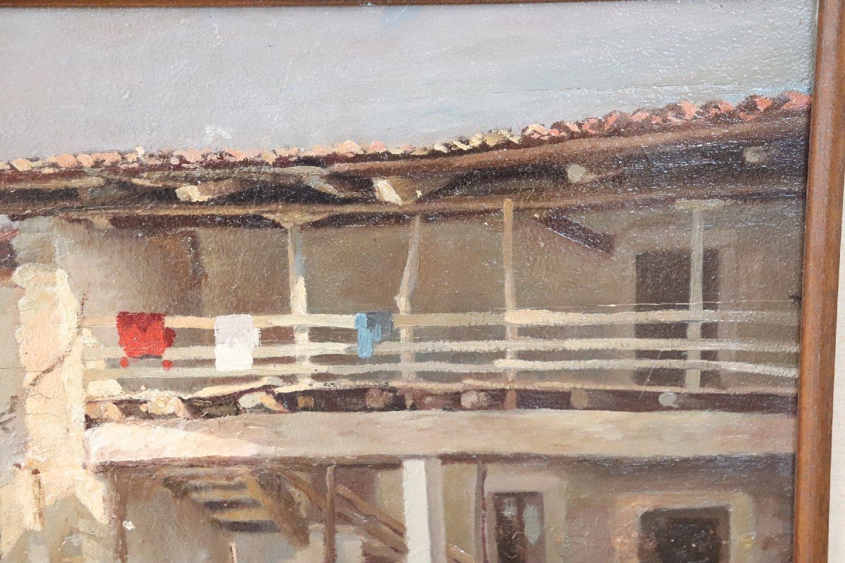 Italian Farmhouse, 1930s, Oil On Canvas-photo-4