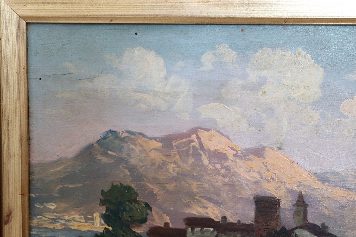 Ermanno Clara, Paysage De Montagne, Huile Sur Bois-photo-2