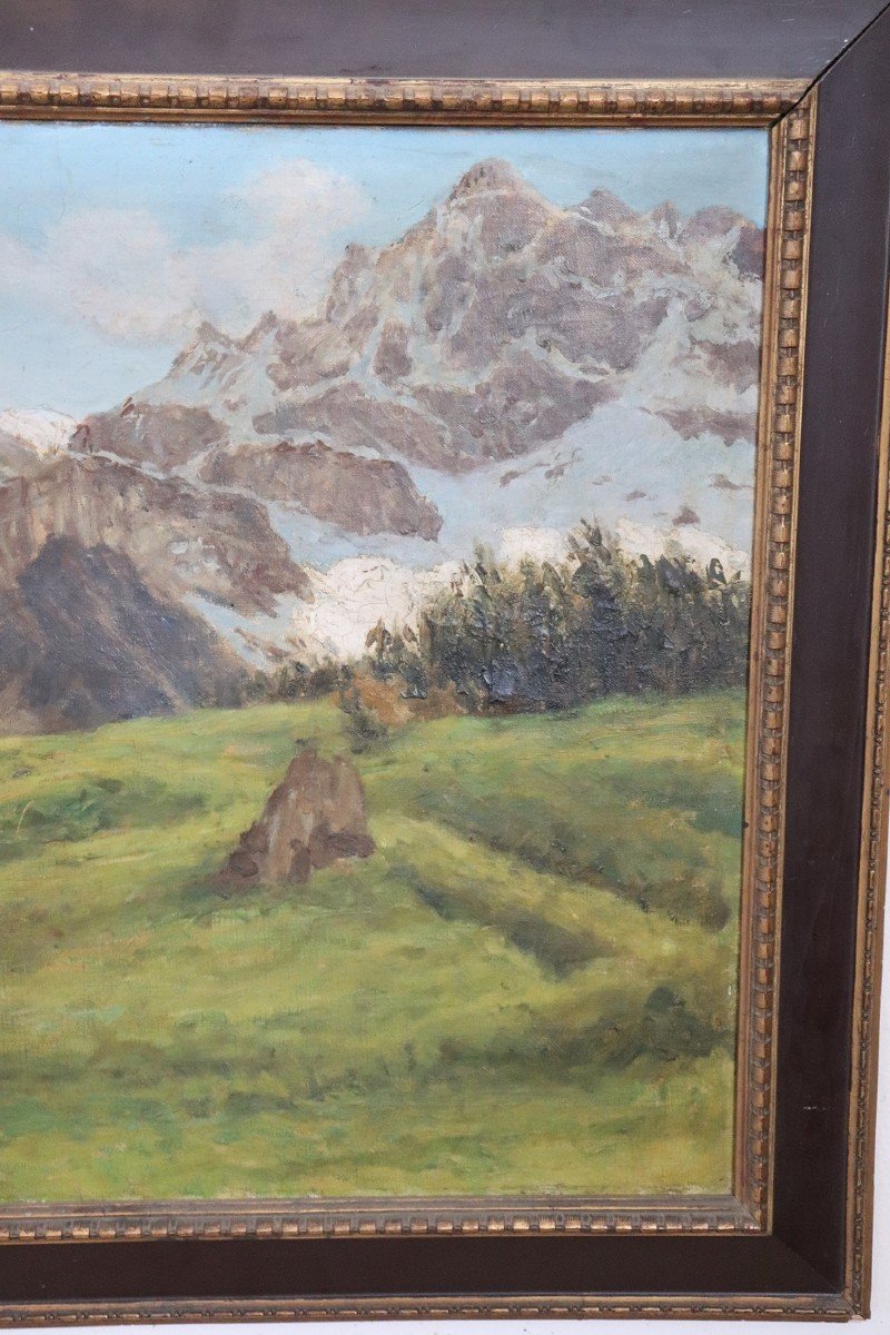 Paysage De Montagne, Huile Sur Toile-photo-3