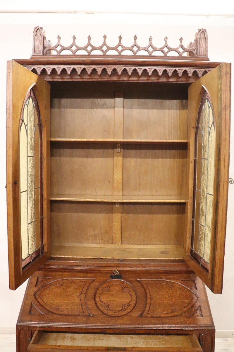 Early 20th Century Oak Wood Cabinet-photo-3