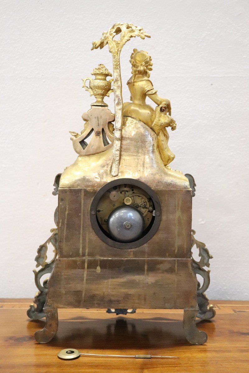 Antique Gilt Bronze Table Clock, 19th Century-photo-4