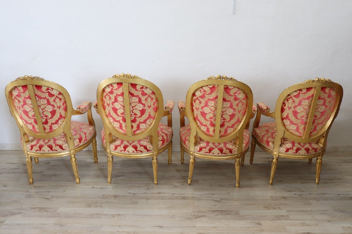 Elegant Living Room Set In Gilded Wood-photo-8