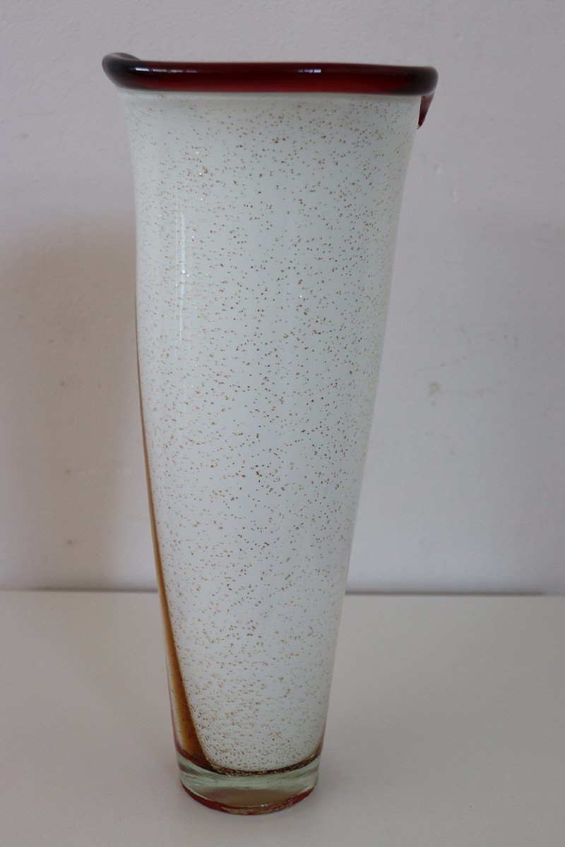 Large Vintage Italian Vase In Murano Art Glass, 1980s-photo-4