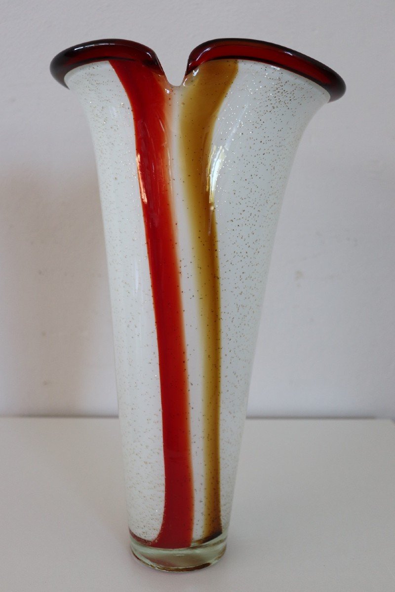 Large Vintage Italian Vase In Murano Art Glass, 1980s-photo-5