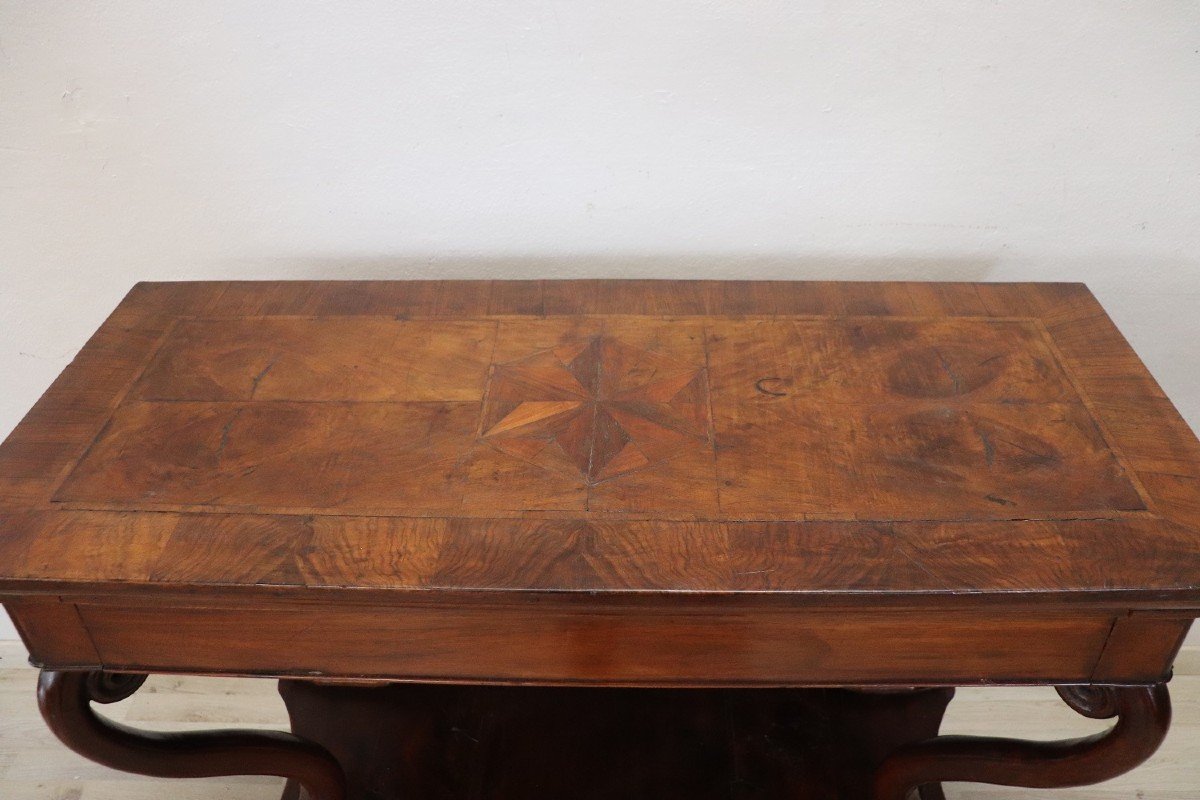 Antique Carved Walnut Console Table, 19th Century-photo-3