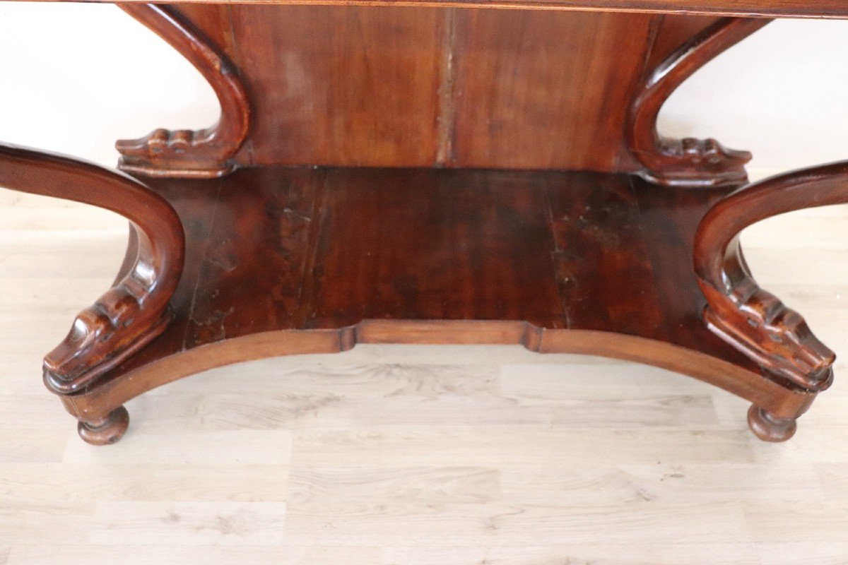 Antique Carved Walnut Console Table, 19th Century-photo-2