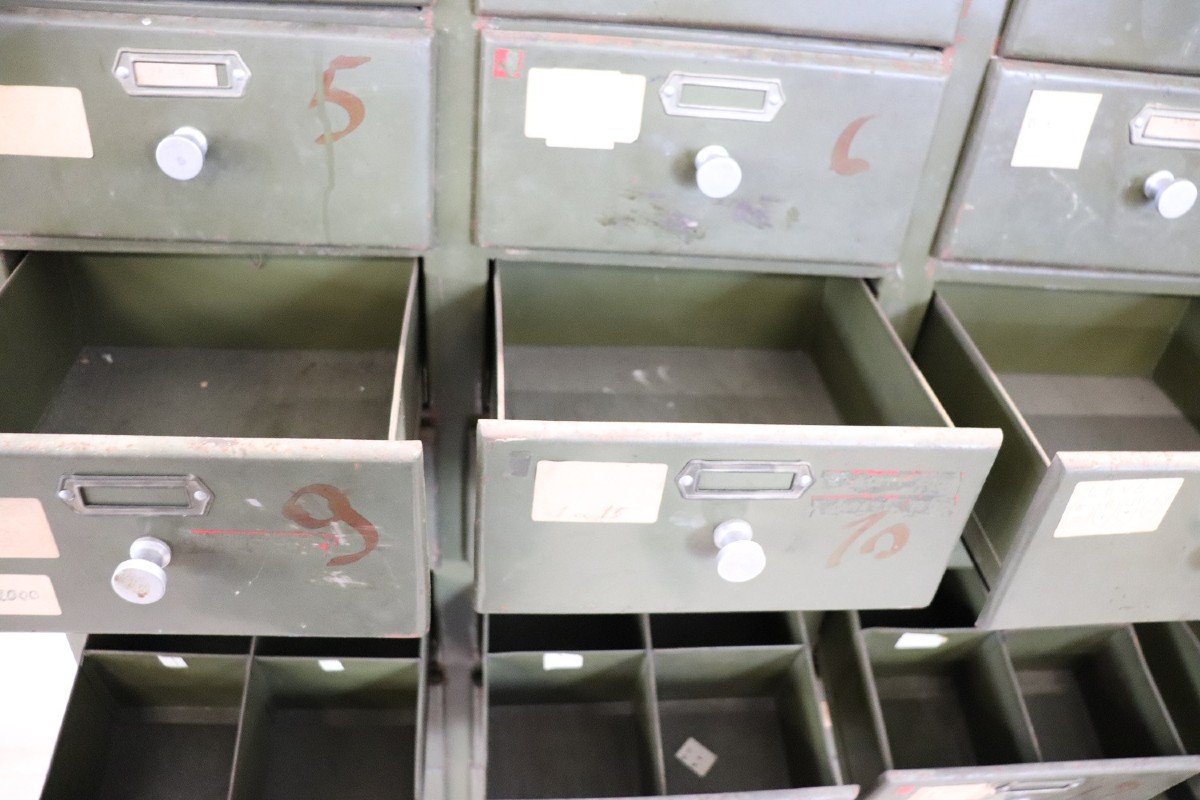 Large Industrial Multi Drawers In Metal, 1940s-photo-4