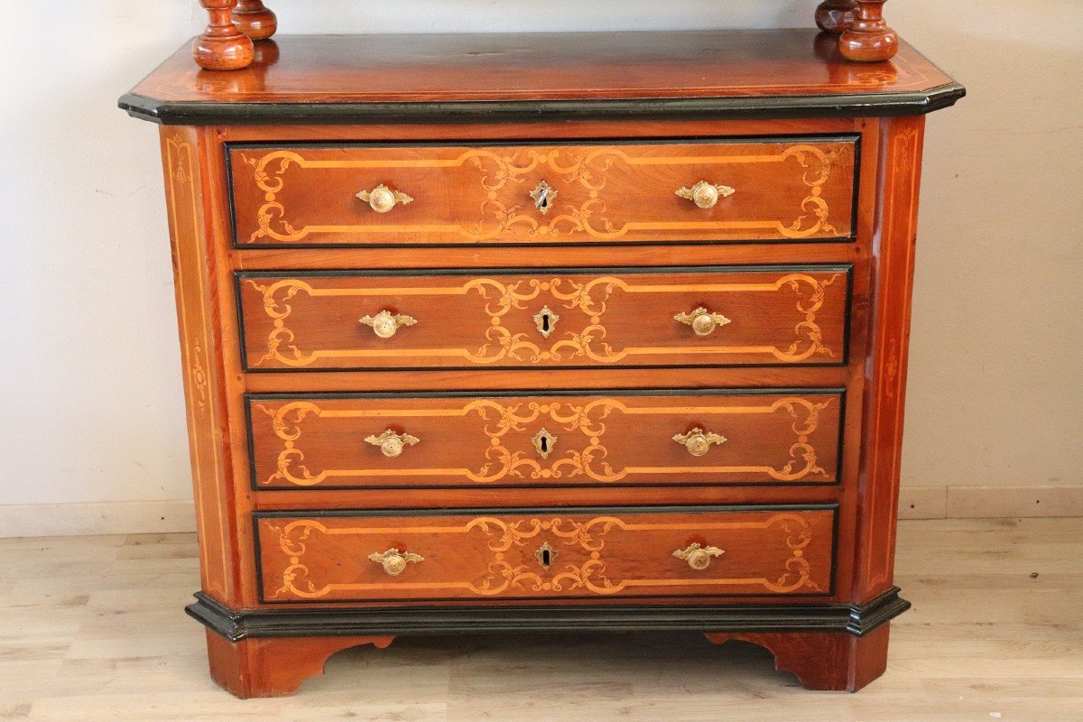 Antique Inlaid Walnut Cabinet, 17th Century-photo-2