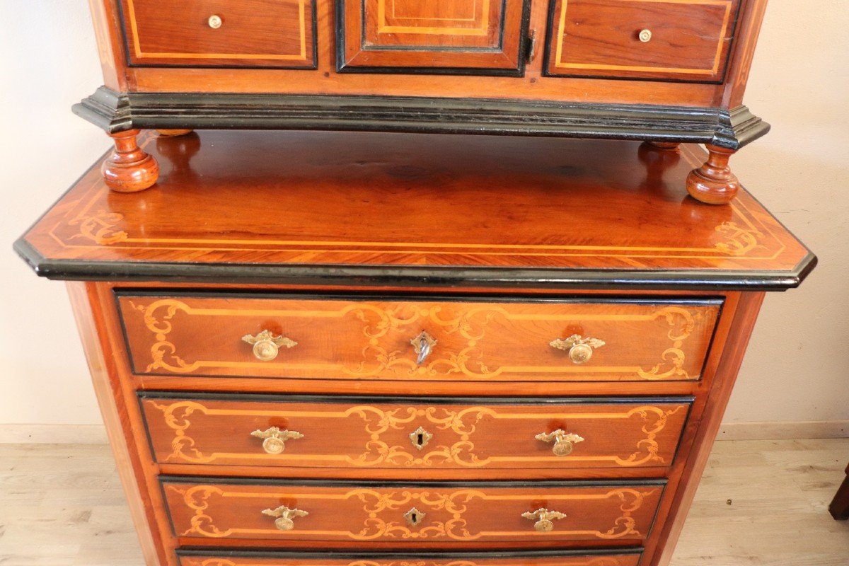 Antique Inlaid Walnut Cabinet, 17th Century-photo-4