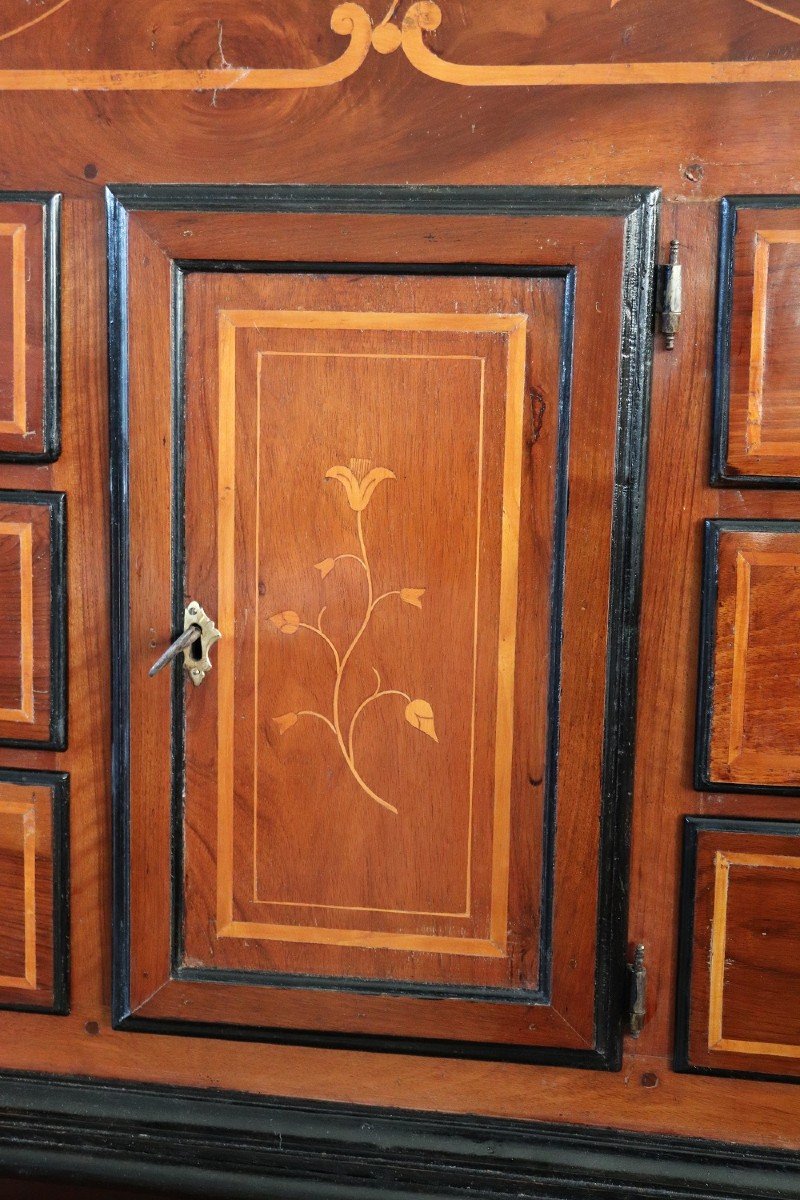 Antique Inlaid Walnut Cabinet, 17th Century-photo-3