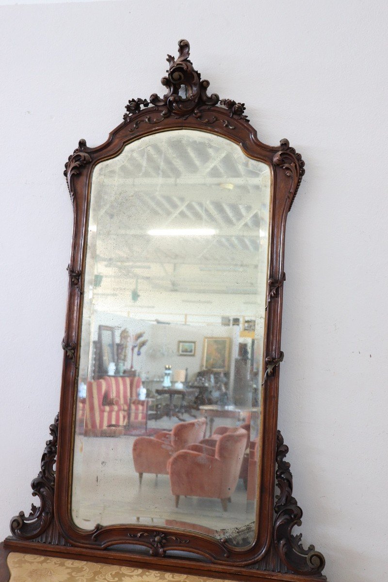 Antique Walnut Console Table With Mirror-photo-3