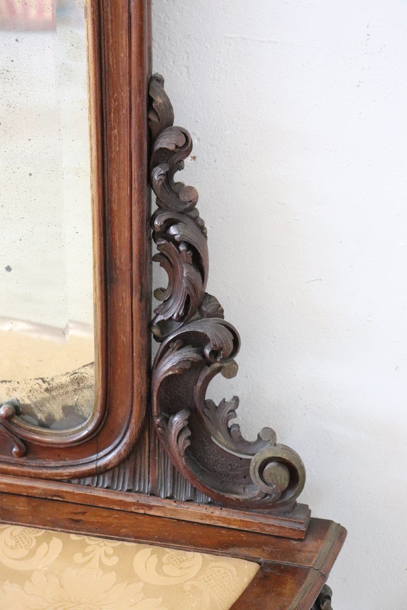 Antique Walnut Console Table With Mirror-photo-2