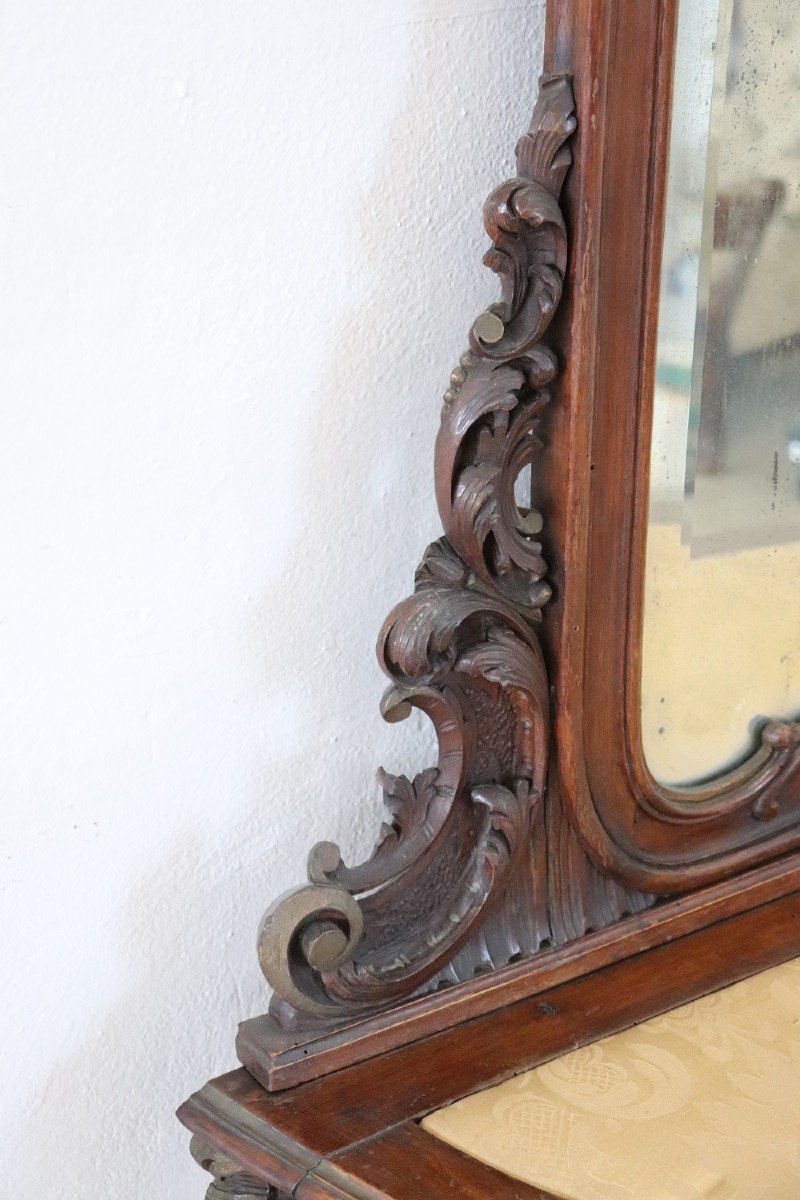 Antique Walnut Console Table With Mirror-photo-3