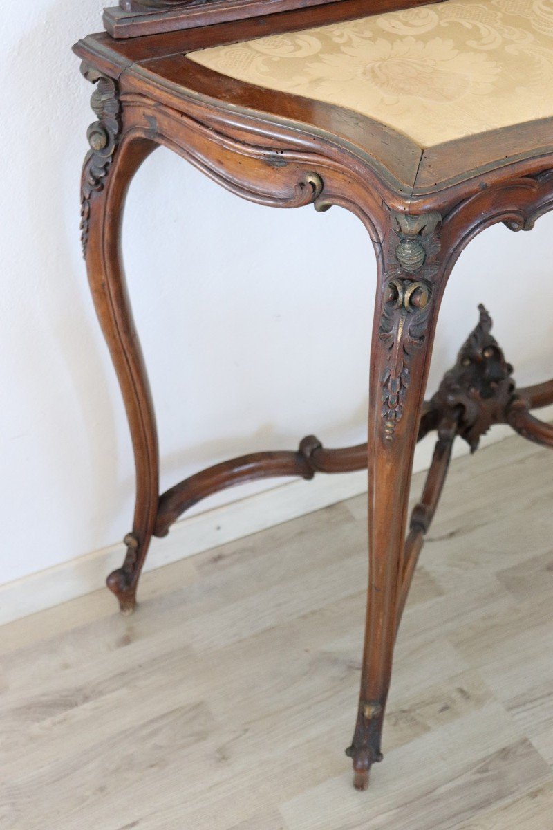 Antique Walnut Console Table With Mirror-photo-4