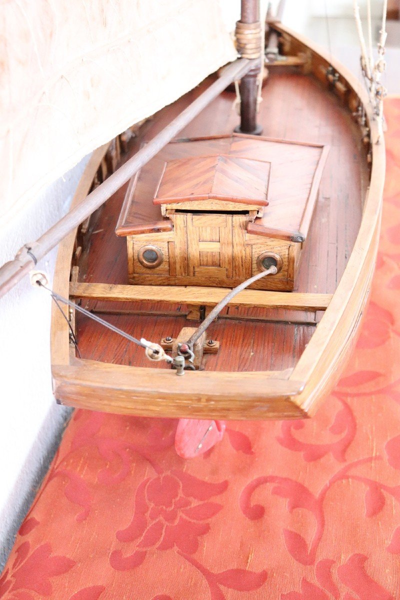 Handmade Wooden Model Sailboat, 1920s-photo-2