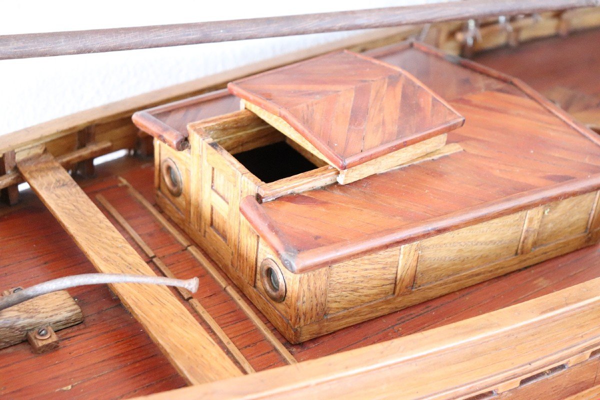 Handmade Wooden Model Sailboat, 1920s-photo-3