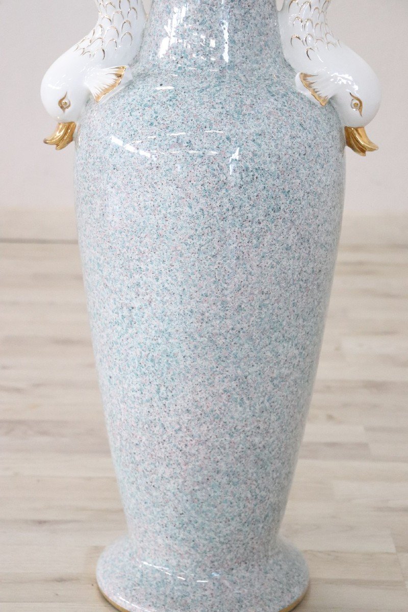 Large Italian Porcelain Vase, 1980-photo-4