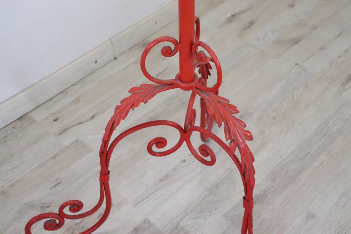 Red Lacquered Iron Clothes Rack, Early 20th Century-photo-3