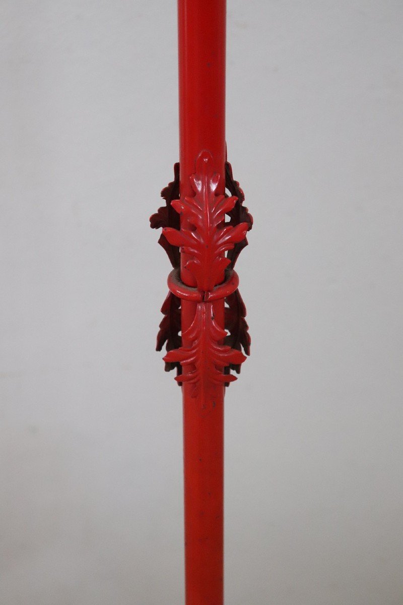Red Lacquered Iron Clothes Rack, Early 20th Century-photo-4