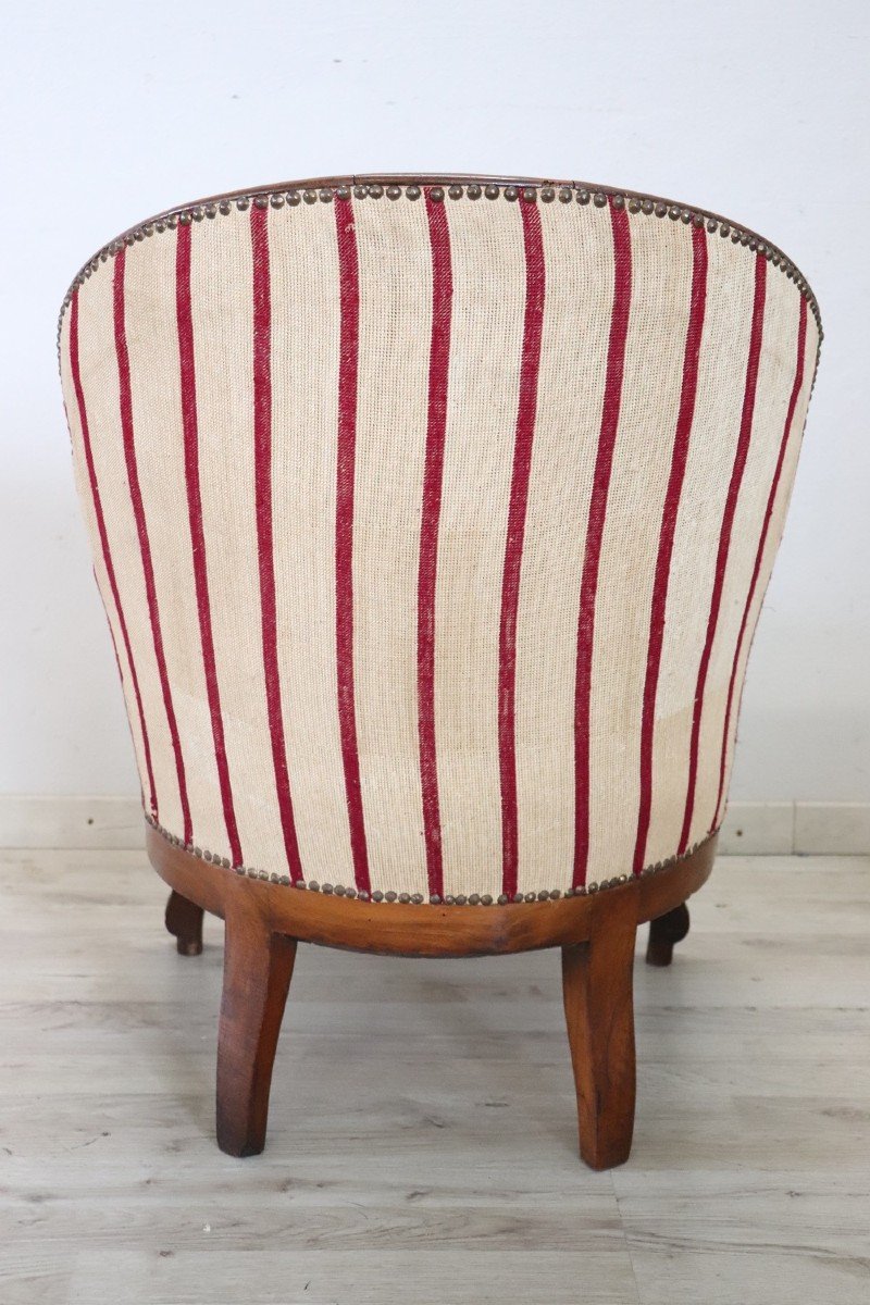 19th Century Italian Upholstered Walnut Armchair-photo-4