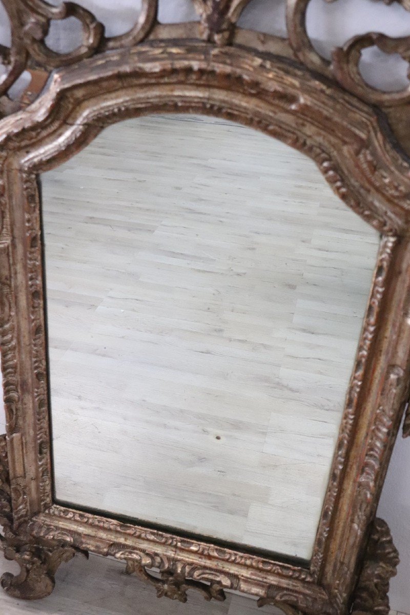 Large 18th Century Carved & Mecca Wood Wall Mirror-photo-2