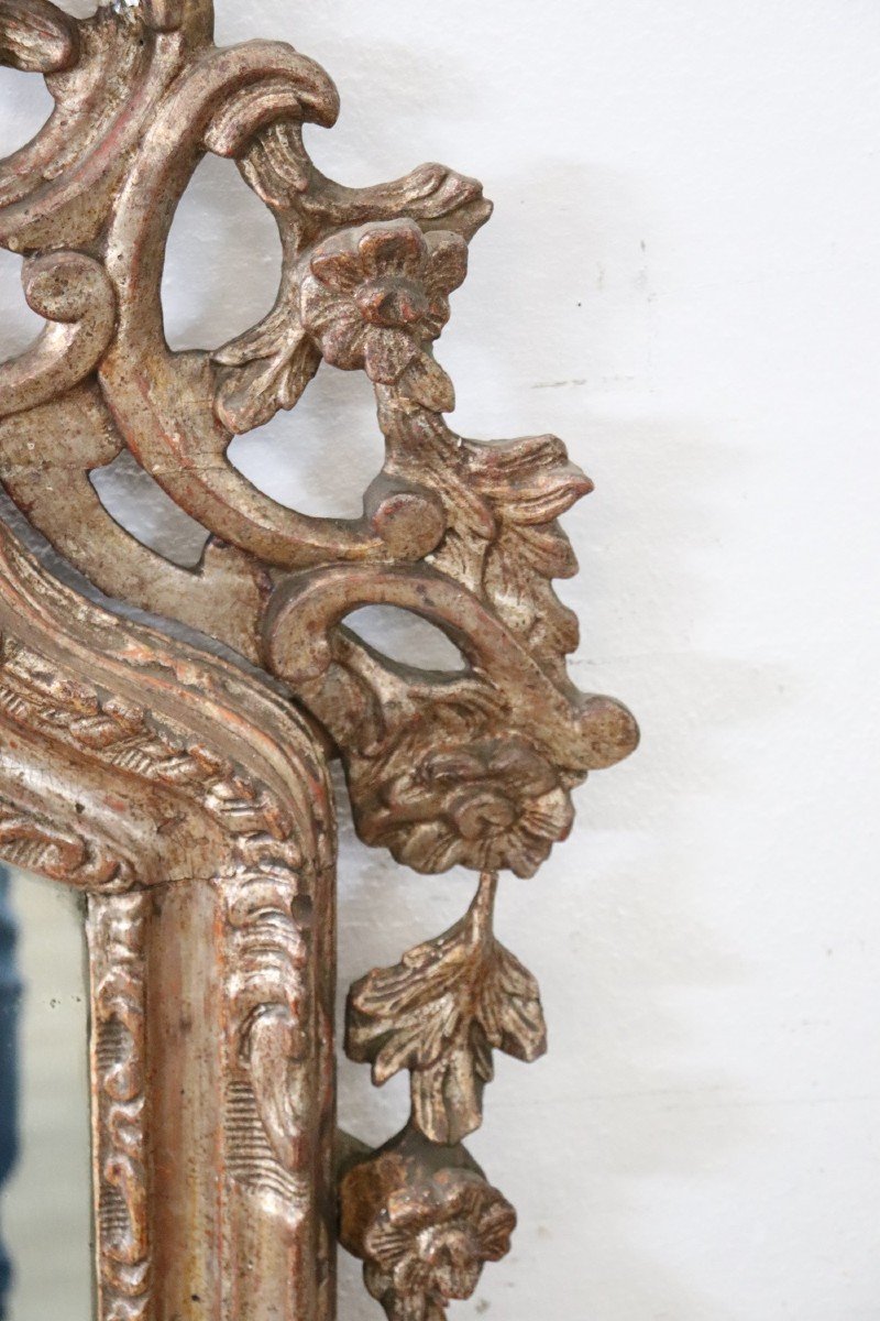 Large 18th Century Carved & Mecca Wood Wall Mirror-photo-1