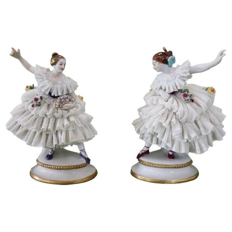 Antique Porcelain Sculptures From Capodimonte, 19th Century, Set Of 2