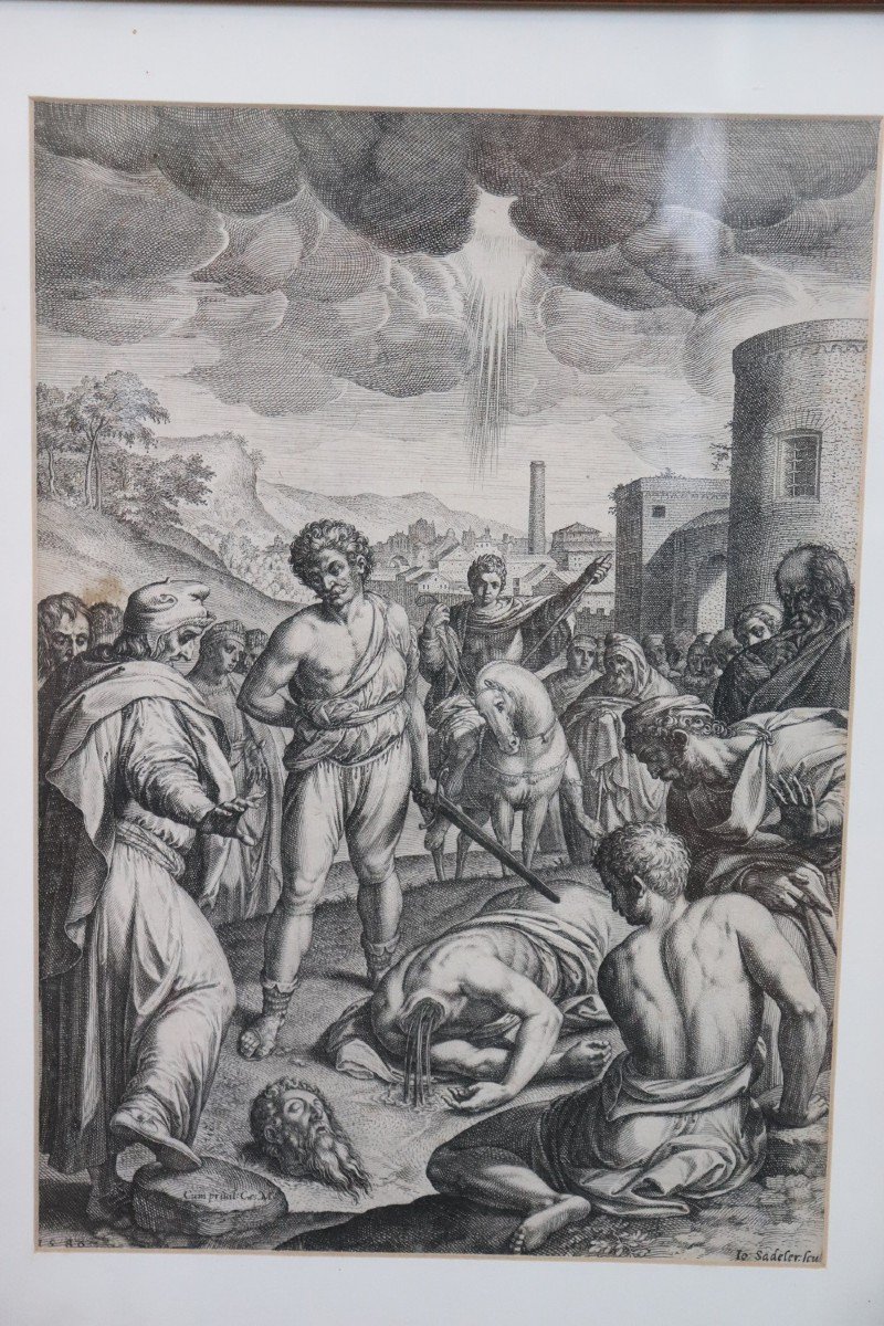 Johann Sadeler I, The Beheading Of St. Paul, Engraving, 16th Century-photo-2