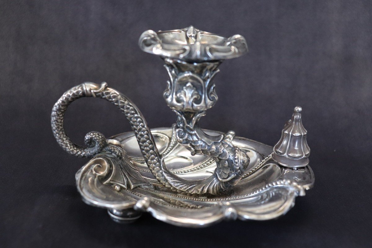 Art Nouveau Candleholder In Sterling Silver By Wilhelm Binder-photo-3