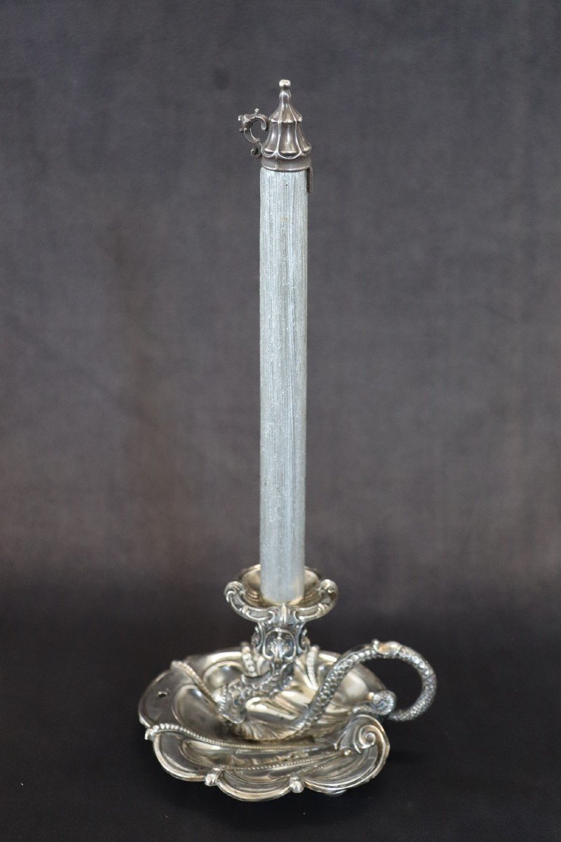 Art Nouveau Candleholder In Sterling Silver By Wilhelm Binder-photo-3
