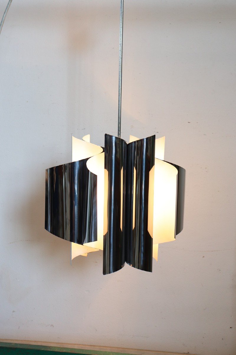 Space Age 6-light Chandelier In Steel, 1970s-photo-2