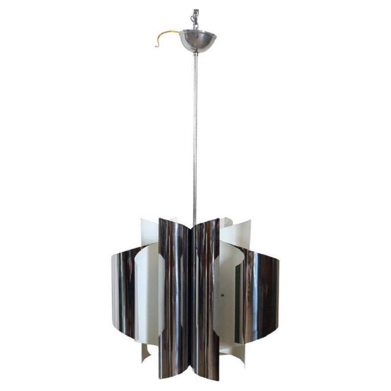 Space Age 6-light Chandelier In Steel, 1970s