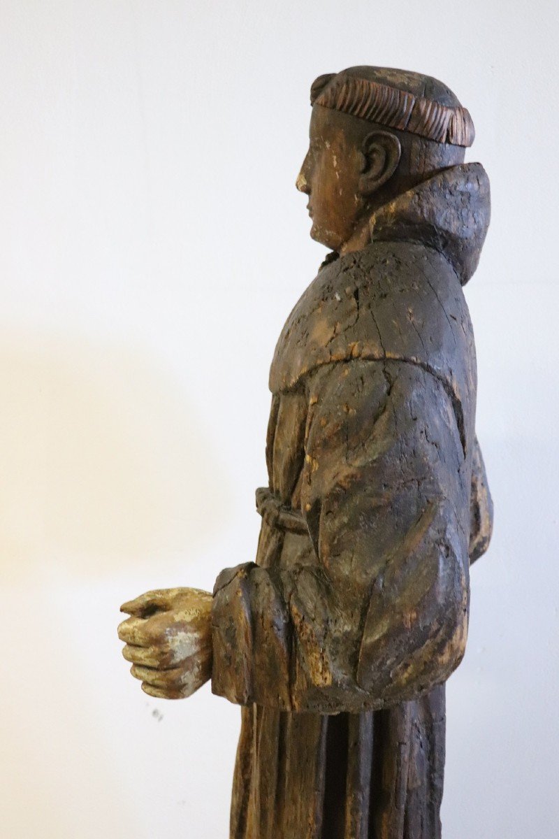 Sculpture De Saint François, 17ème Siècle, Bois-photo-6