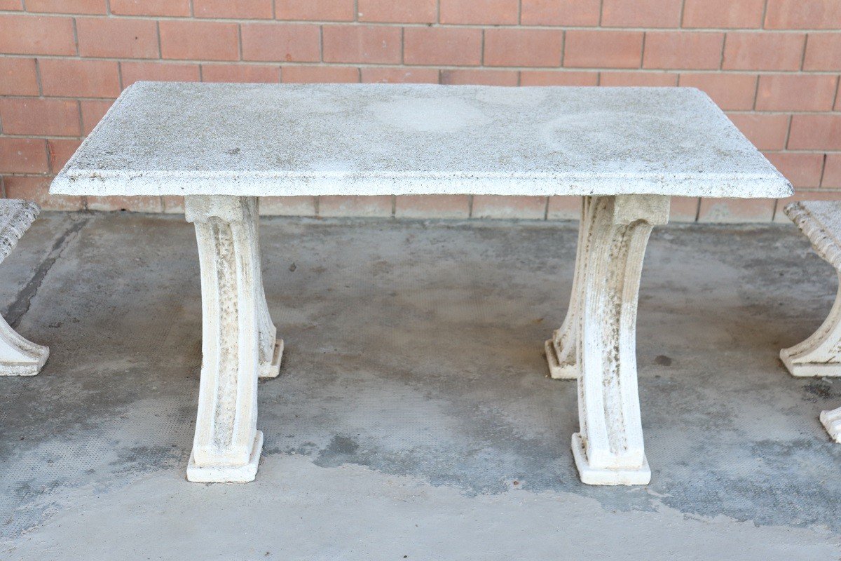 Early 20th Century Garden Table And Stools-photo-1