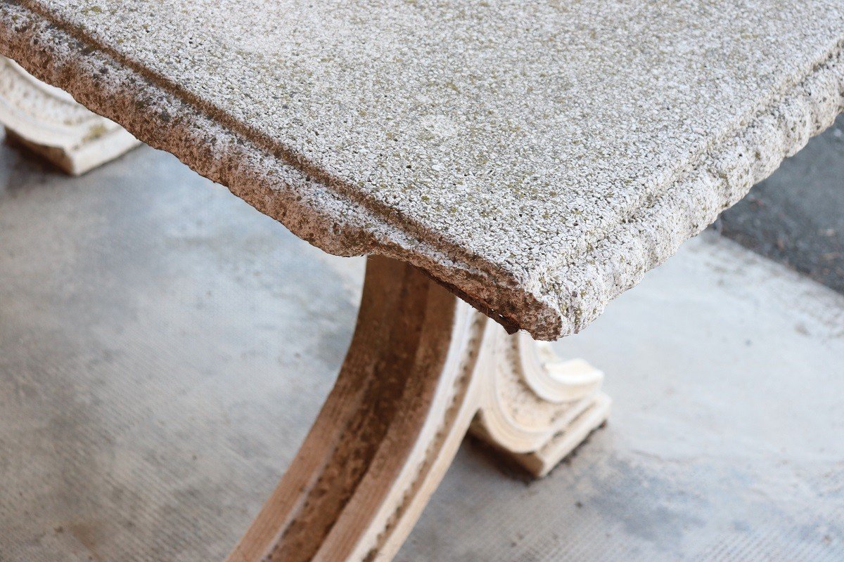 Early 20th Century Garden Table And Stools-photo-6