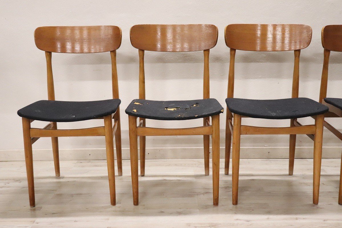 Scandinavian Dining Chairs In Beech, 1960s, Set Of 6-photo-2