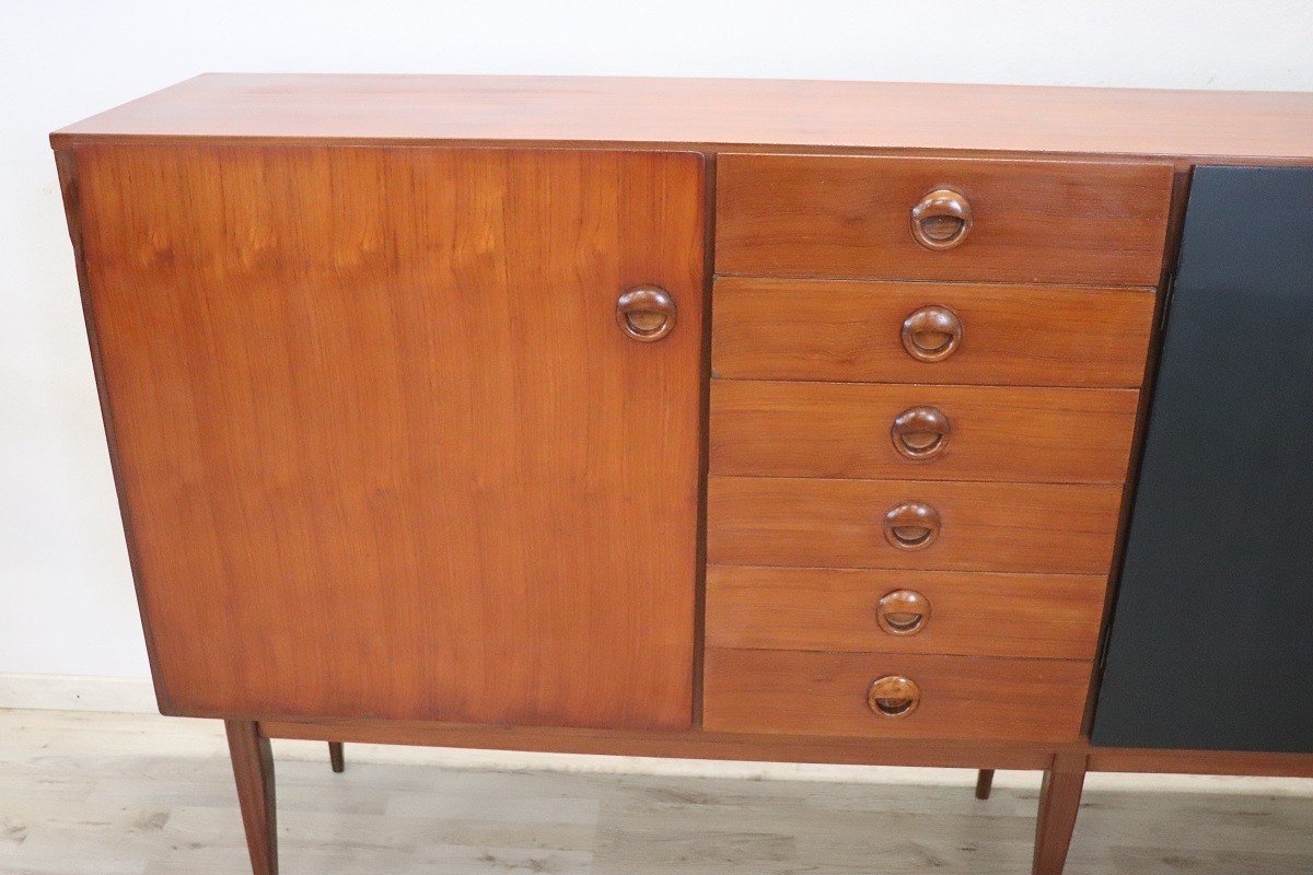 Long Sideboard In Teak Veneer, 1960s-photo-1